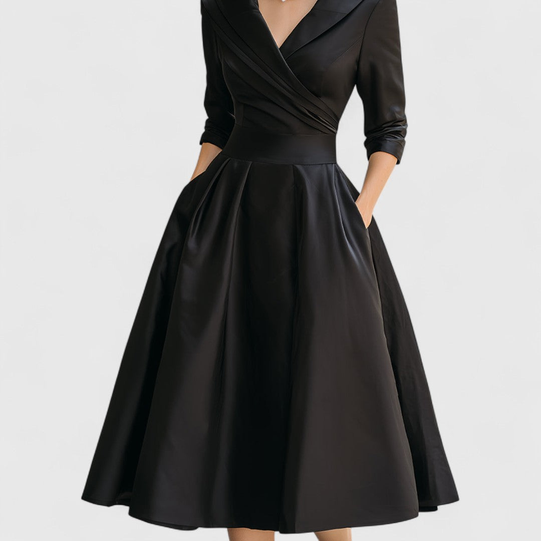 Rosalie | Elegancka midi sukienka z delikatnym połyskiem