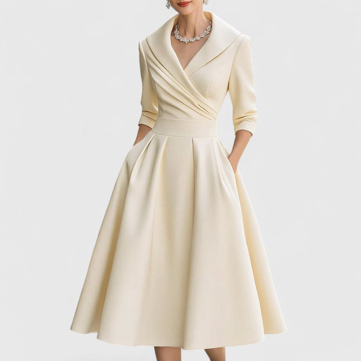 Rosalie | Elegancka midi sukienka z delikatnym połyskiem