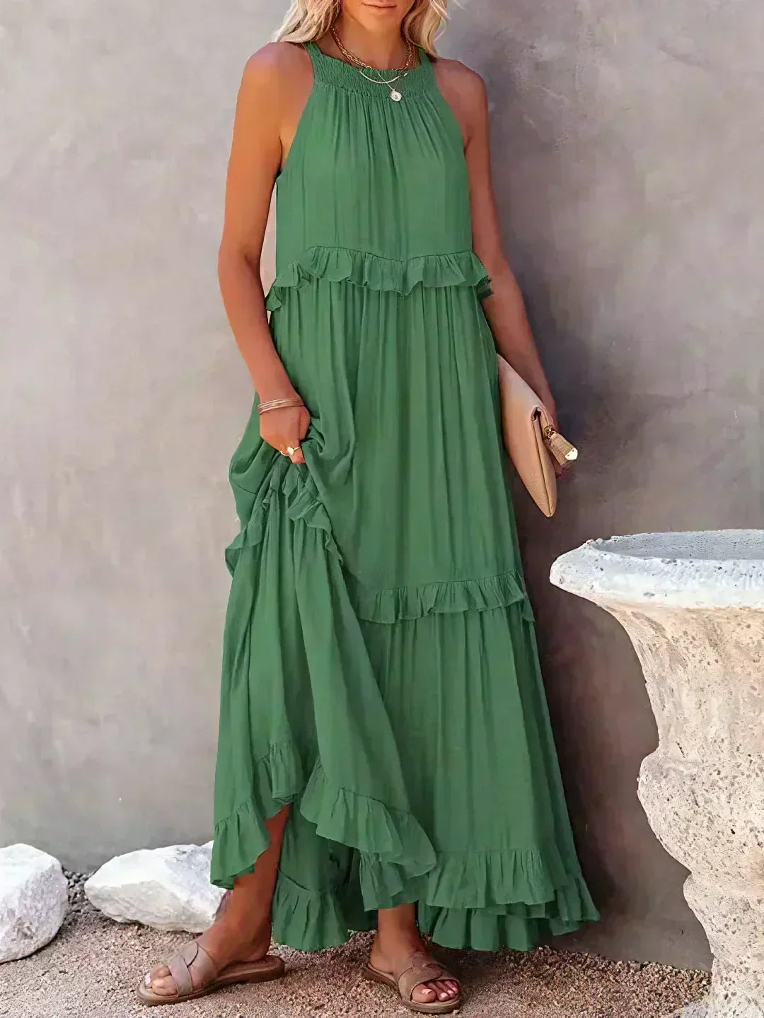 Sarah | Sukienka Maxi Volant Halter (Prawie wyprzedana)