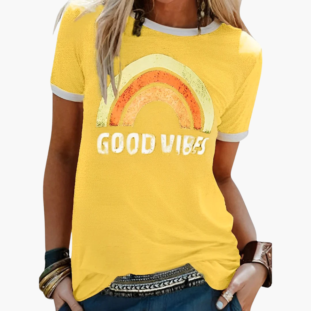 Damski T-shirt okrągły dekolt krótki rękaw grafika casual lato