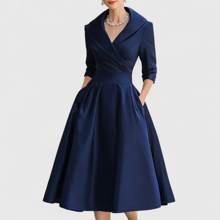 Rosalie | Elegancka midi sukienka z delikatnym połyskiem
