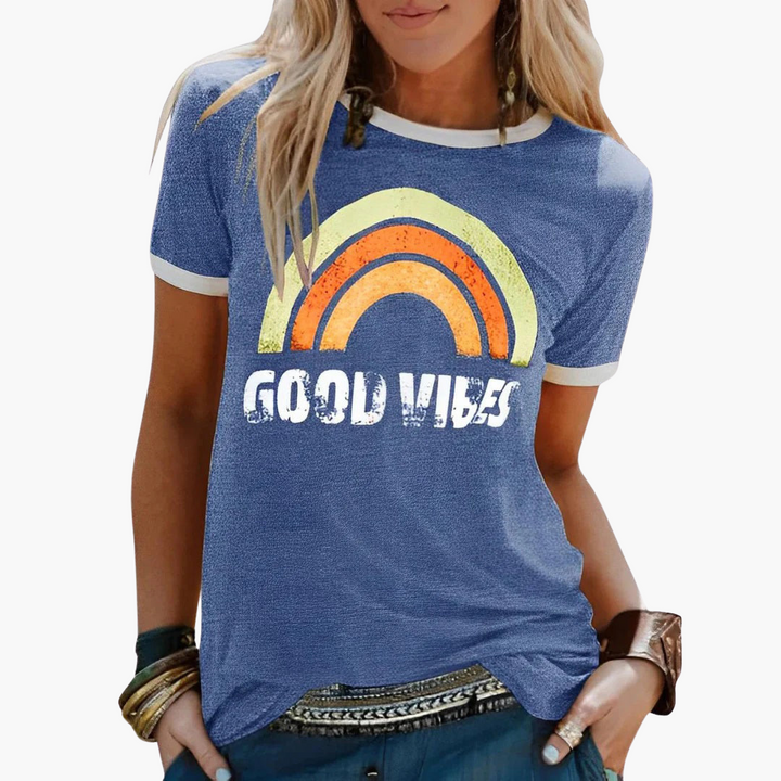 Damski T-shirt okrągły dekolt krótki rękaw grafika casual lato