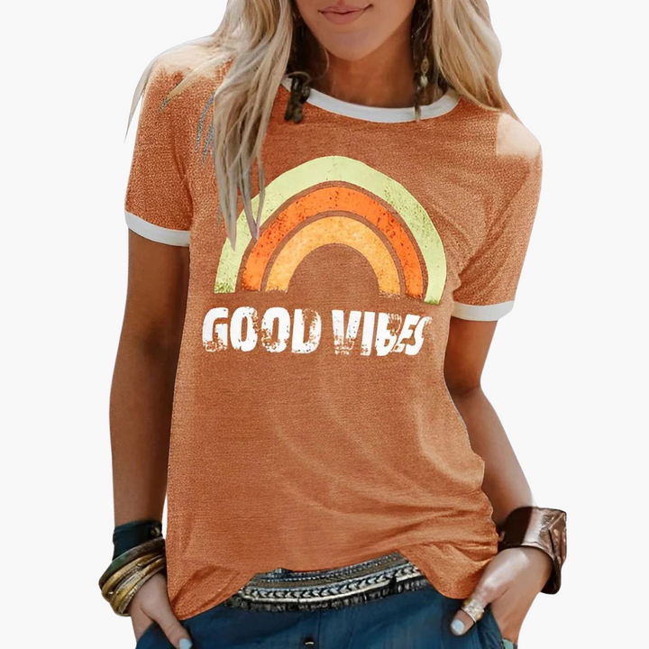 Damski T-shirt okrągły dekolt krótki rękaw grafika casual lato