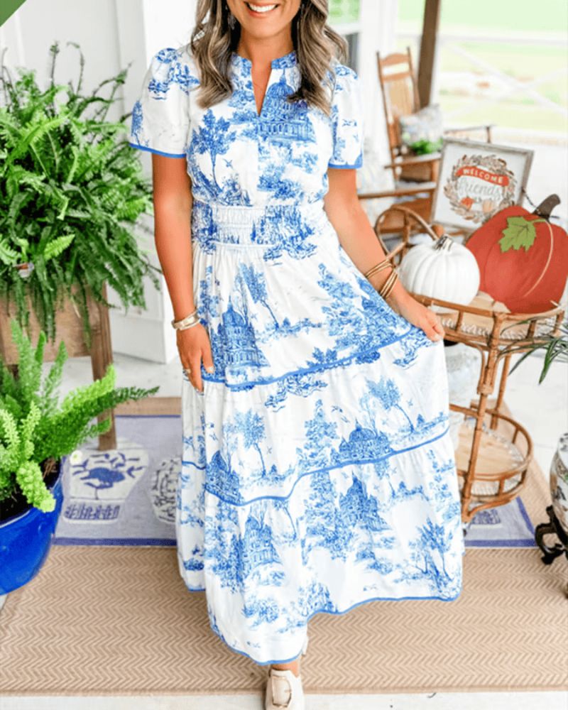 Eleska – Elegancka maxi sukienka w wzór