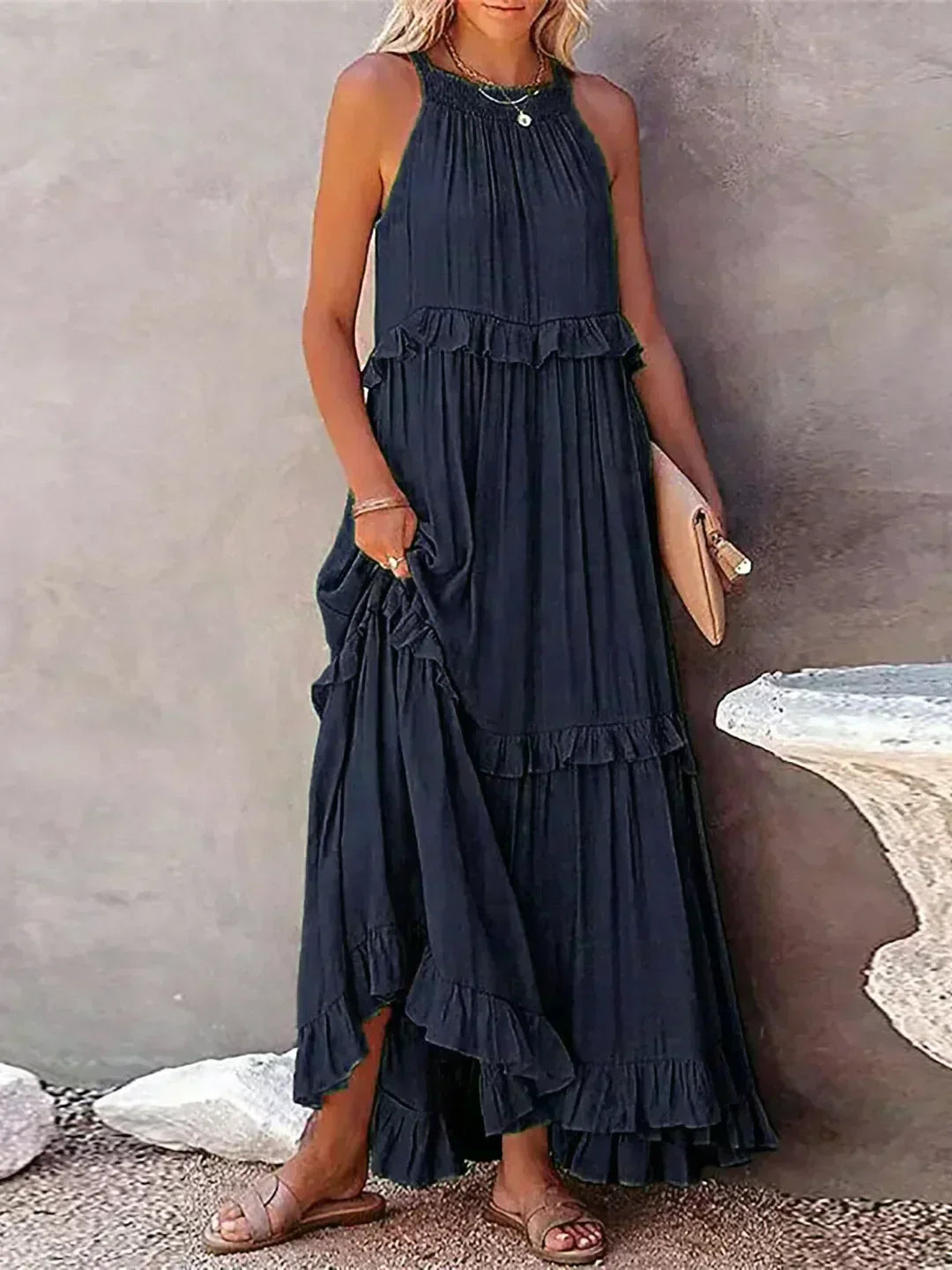 Sarah | Sukienka Maxi Volant Halter (Prawie wyprzedana)