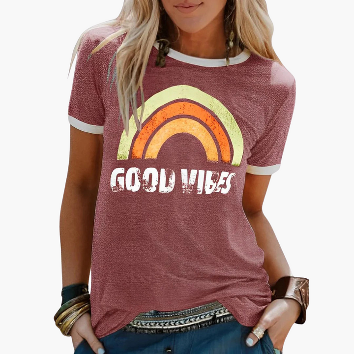 Damski T-shirt okrągły dekolt krótki rękaw grafika casual lato