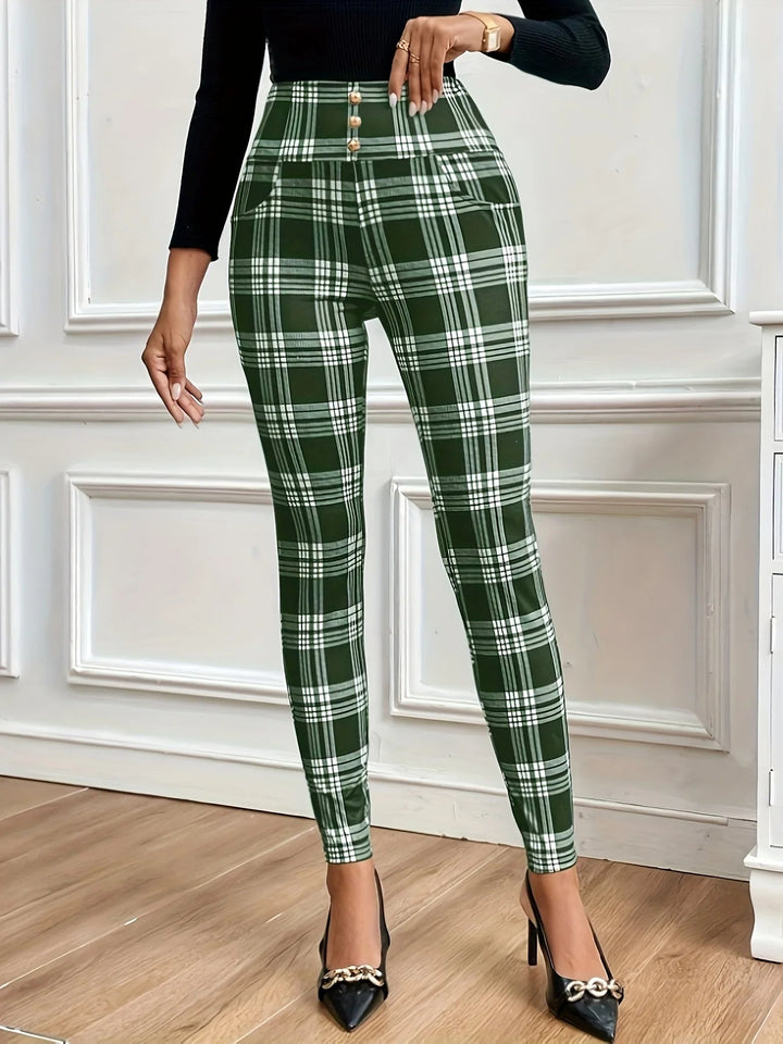 Legginsy Wysoki Stan w Kratkę