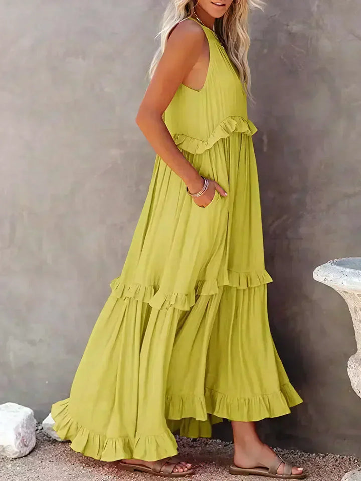 Sarah | Sukienka Maxi Volant Halter (Prawie wyprzedana)