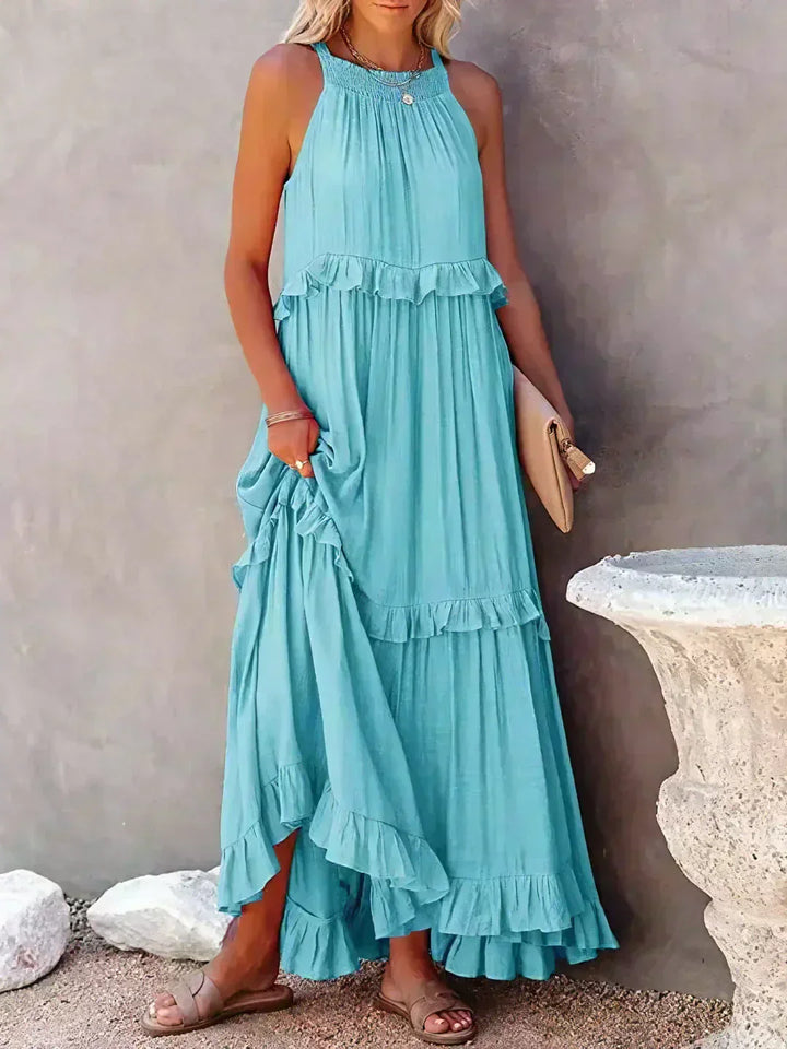 Sarah | Sukienka Maxi Volant Halter (Prawie wyprzedana)