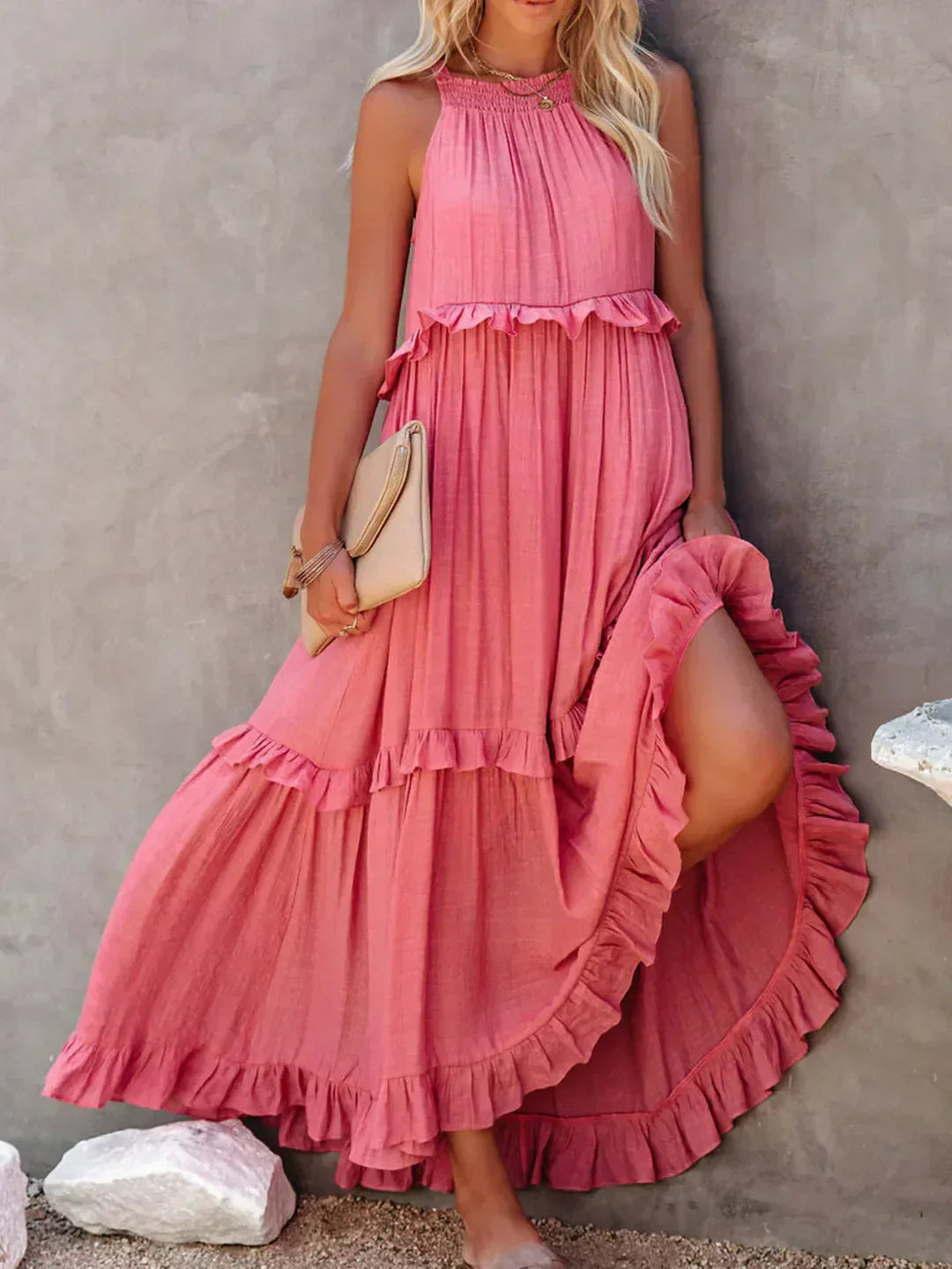 Sarah | Sukienka Maxi Volant Halter (Prawie wyprzedana)