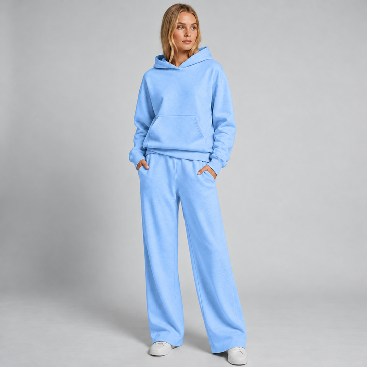 Damski Dres z Szerokimi Nogawkami Bluza z Kapturem