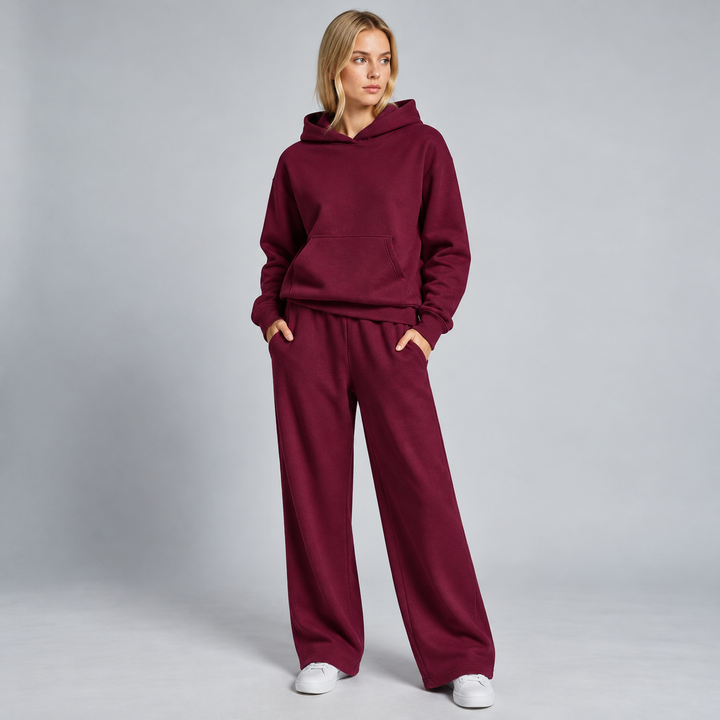 Damski Dres z Szerokimi Nogawkami Bluza z Kapturem
