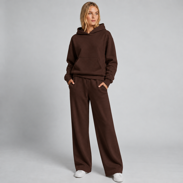 Damski Dres z Szerokimi Nogawkami Bluza z Kapturem