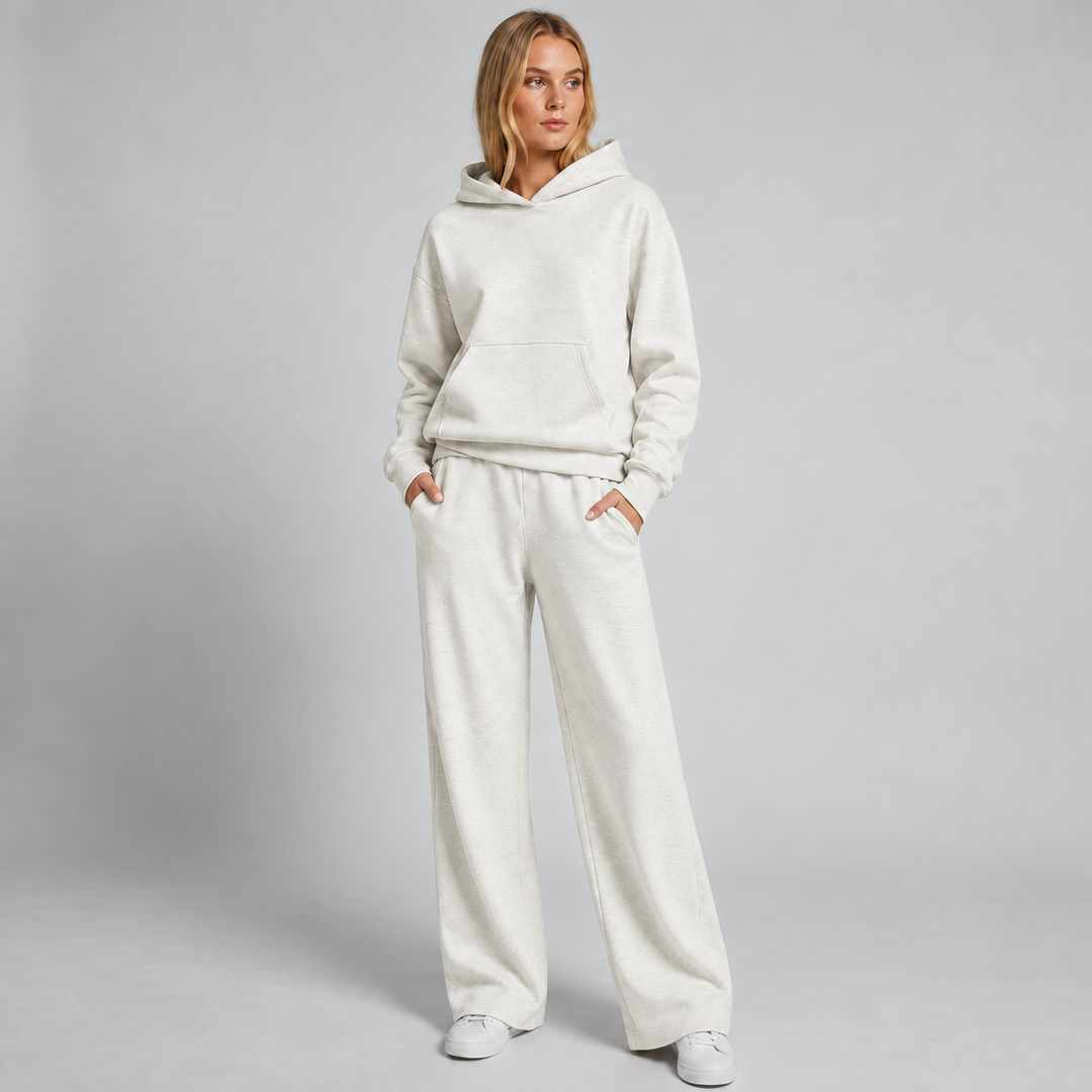 Damski Dres z Szerokimi Nogawkami Bluza z Kapturem