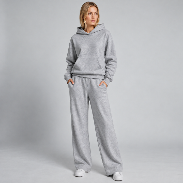 Damski Dres z Szerokimi Nogawkami Bluza z Kapturem