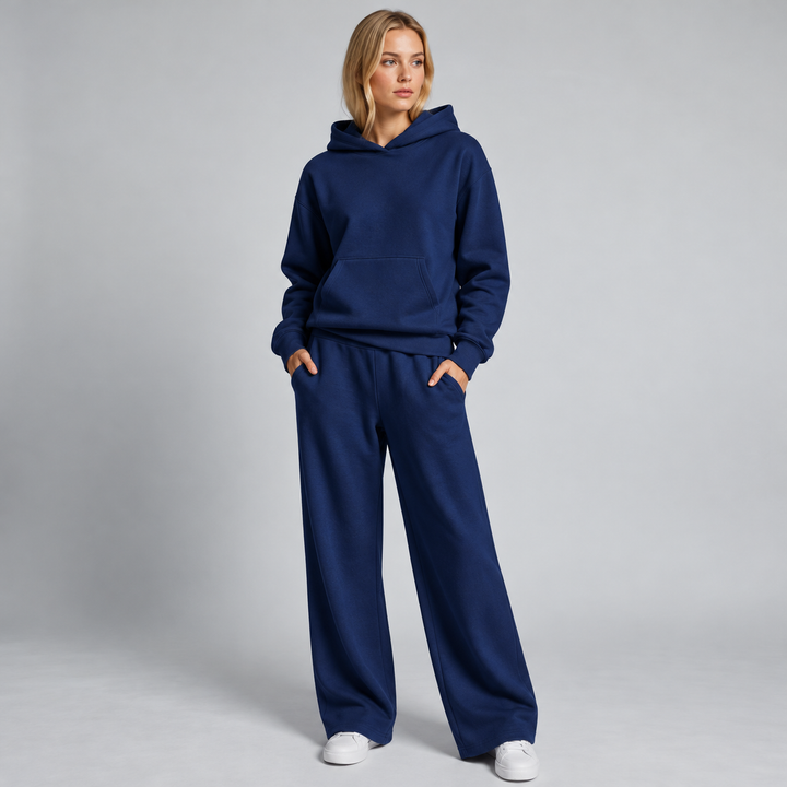 Damski Dres z Szerokimi Nogawkami Bluza z Kapturem