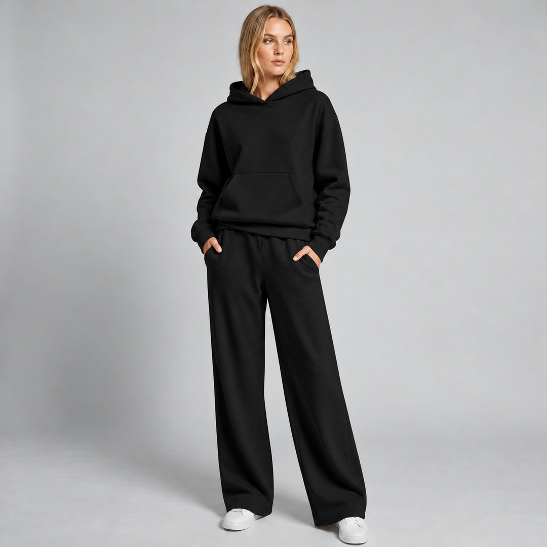 Damski Dres z Szerokimi Nogawkami Bluza z Kapturem
