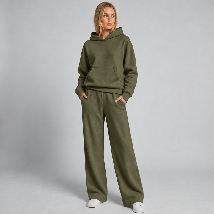 Damski Dres z Szerokimi Nogawkami Bluza z Kapturem