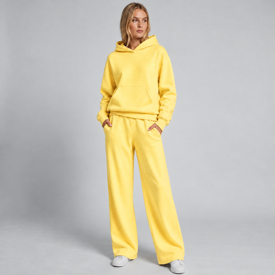 Damski Dres z Szerokimi Nogawkami Bluza z Kapturem