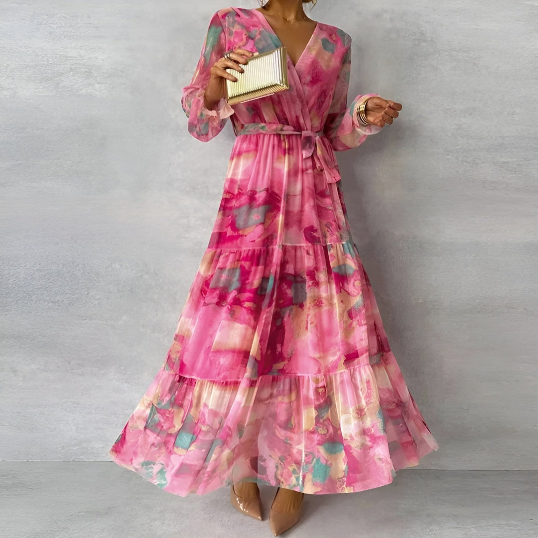 Milada – Elegancka letnia maxi sukienka z paskiem