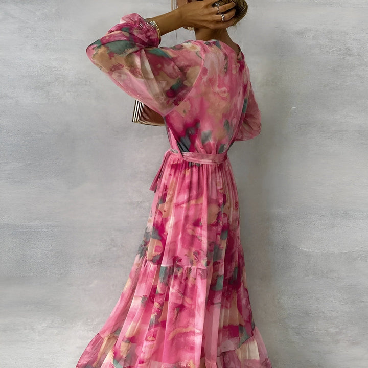 Milada – Elegancka letnia maxi sukienka z paskiem