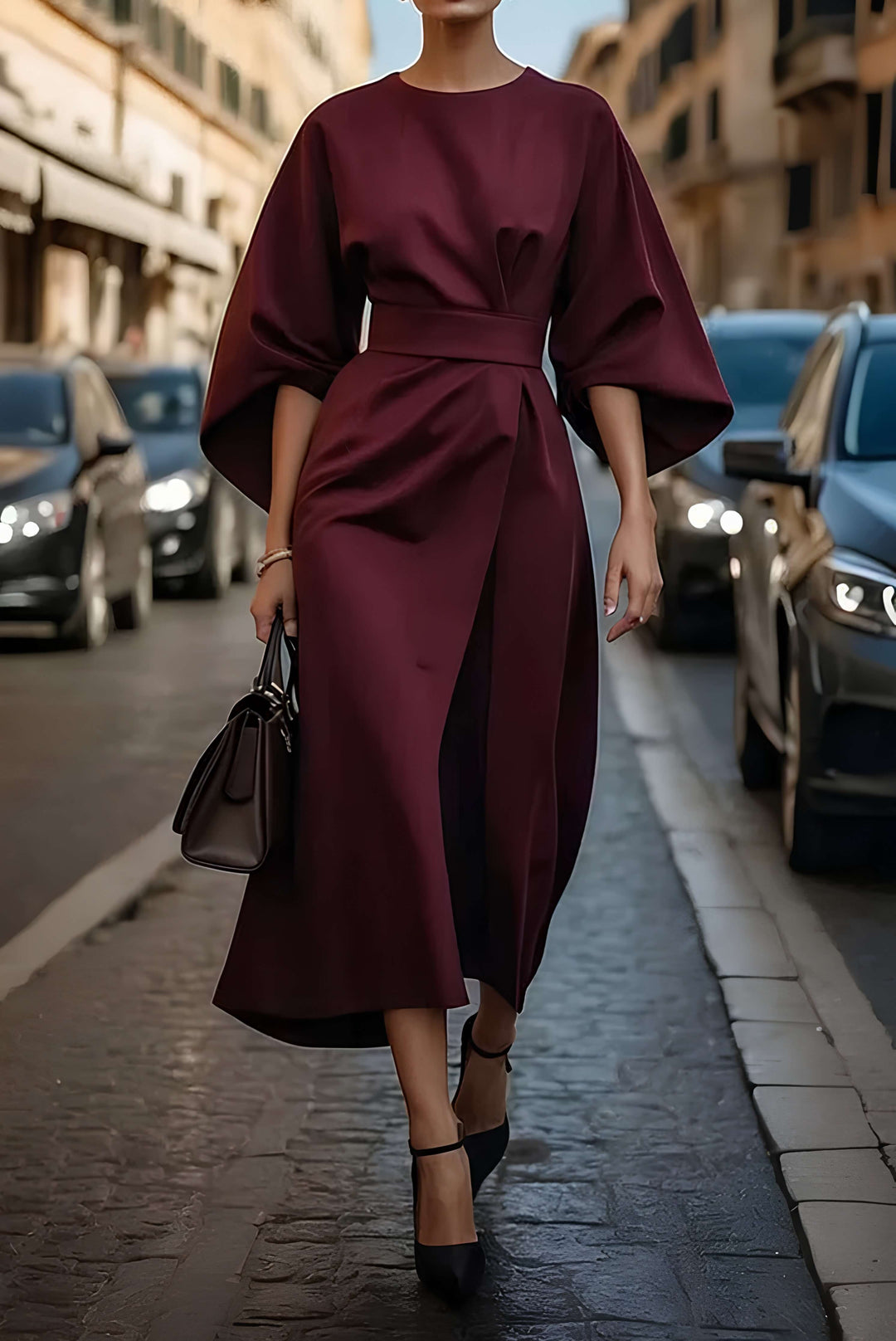 Matilda | Elegancka Sukienka z Balonowymi Rękawami