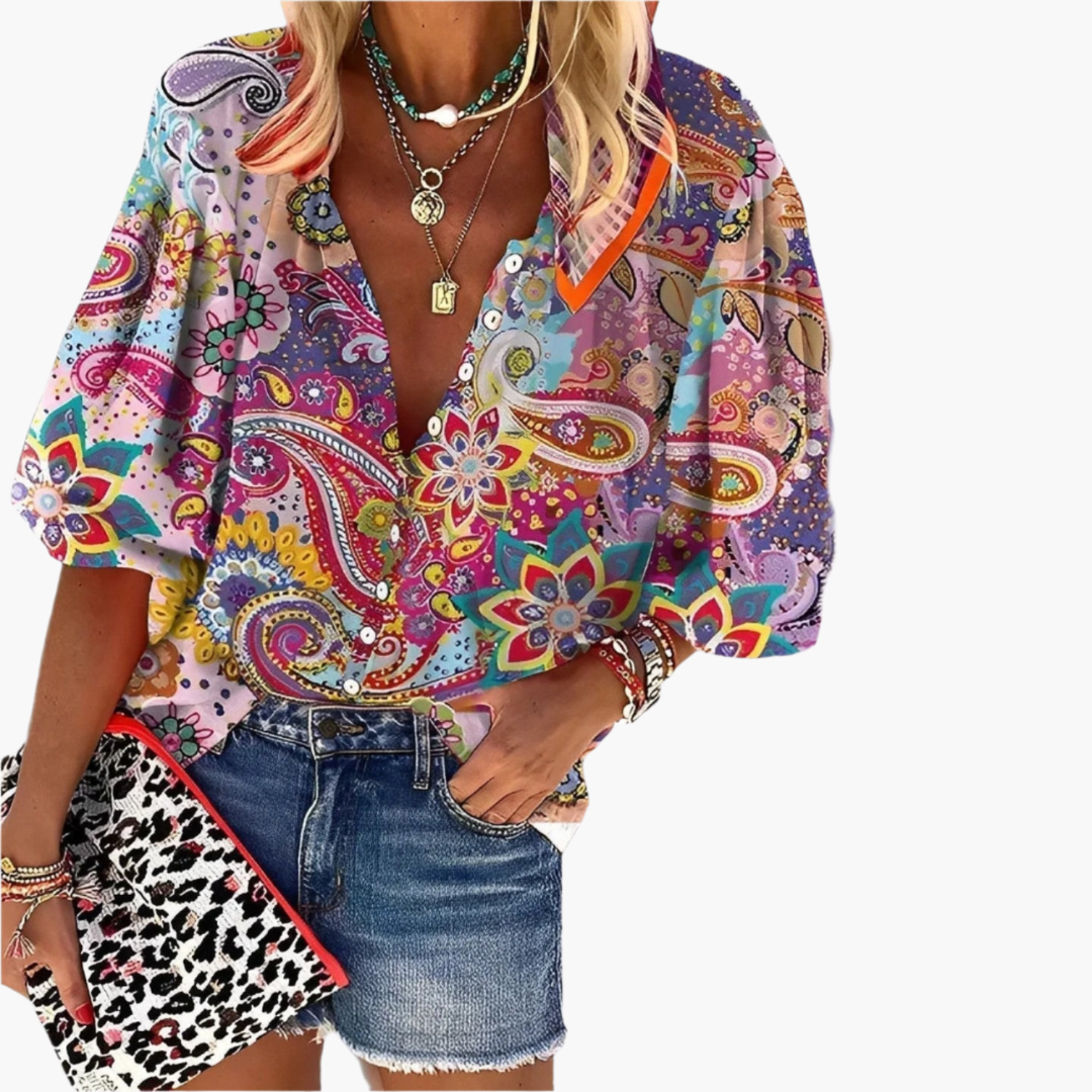 Damska Mandala Bluzka Boho z luźnym krojem na Lato