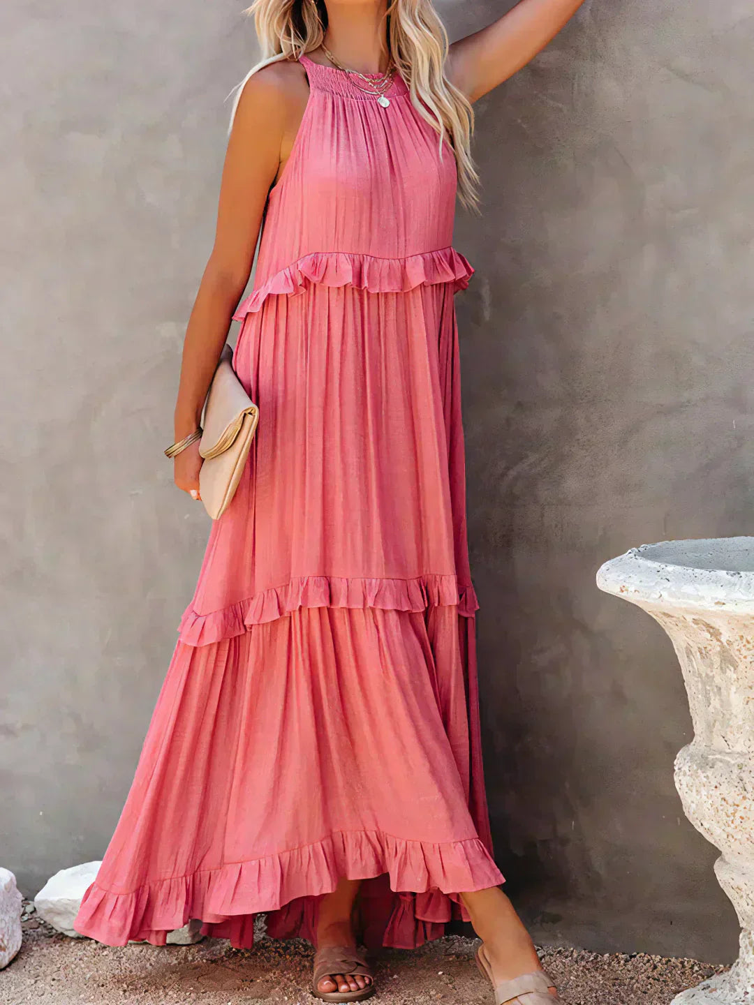 Sarah | Sukienka Maxi Volant Halter (Prawie wyprzedana)