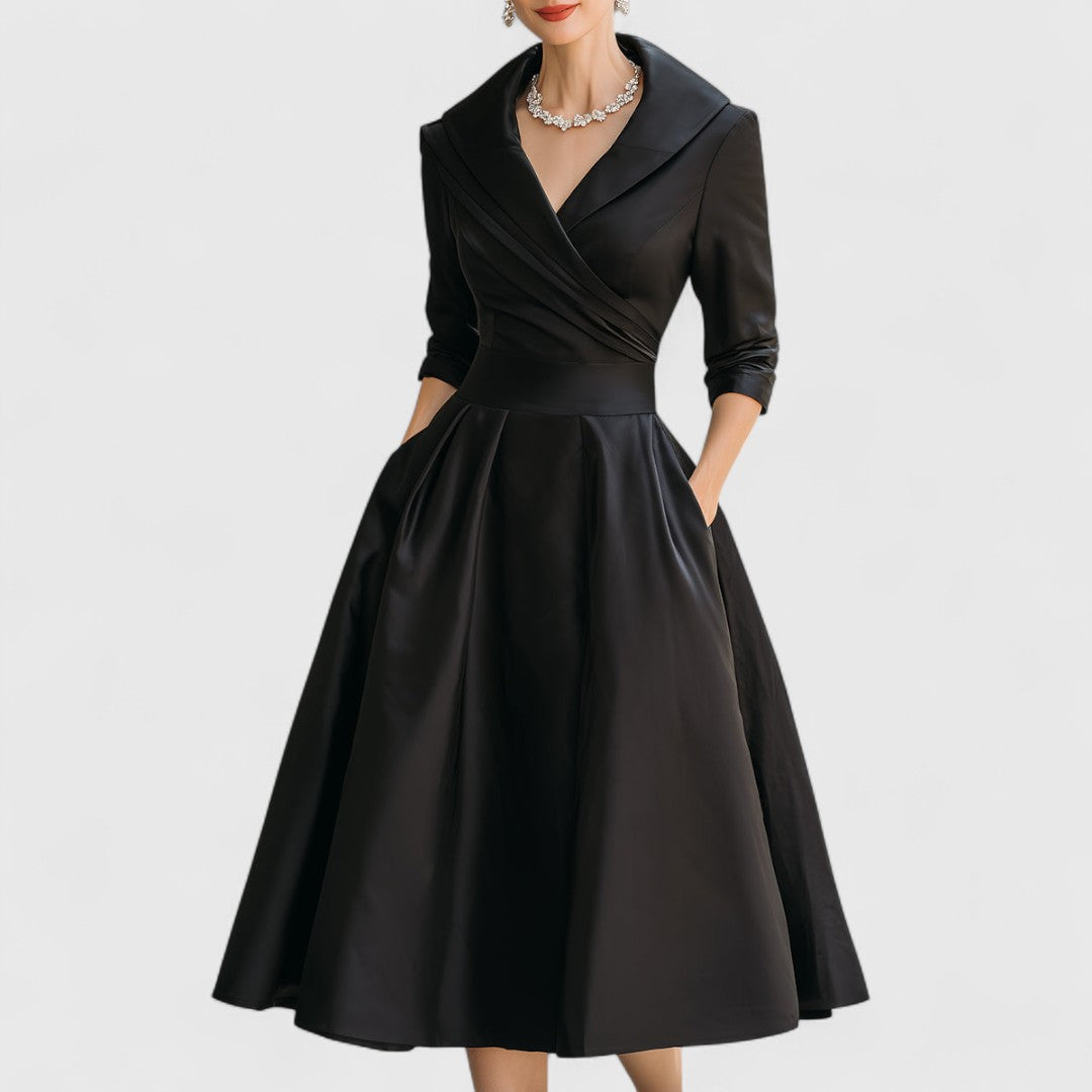 Rosalie | Elegancka midi sukienka z delikatnym połyskiem