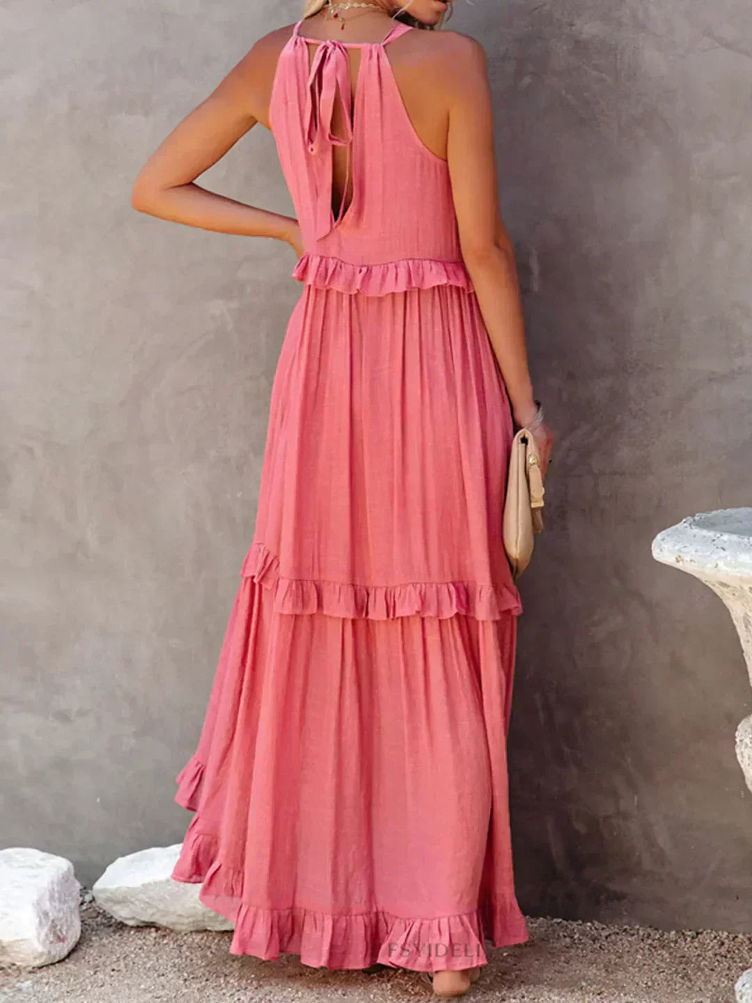 Sarah | Sukienka Maxi Volant Halter (Prawie wyprzedana)