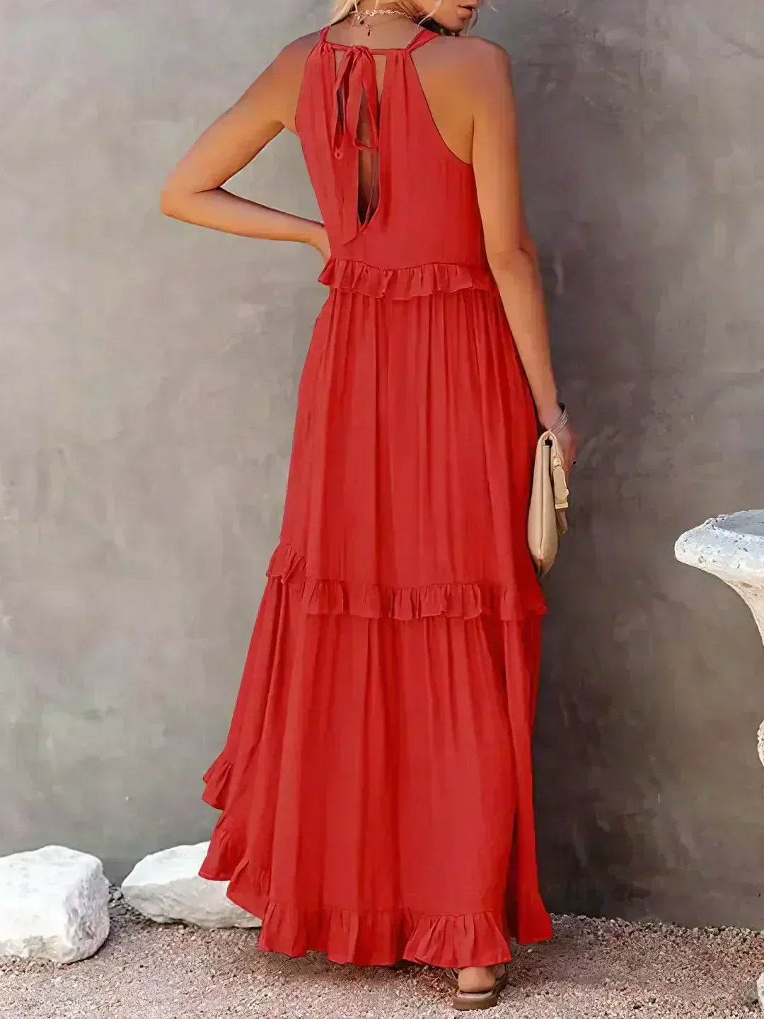 Sarah | Sukienka Maxi Volant Halter (Prawie wyprzedana)