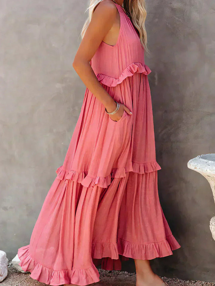 Sarah | Sukienka Maxi Volant Halter (Prawie wyprzedana)