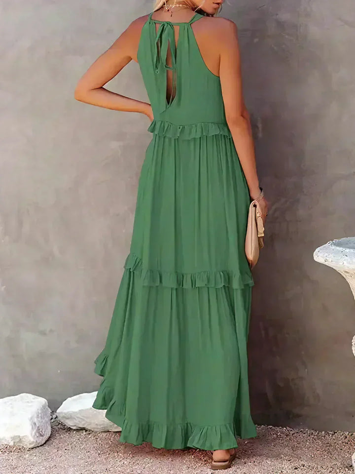 Sarah | Sukienka Maxi Volant Halter (Prawie wyprzedana)