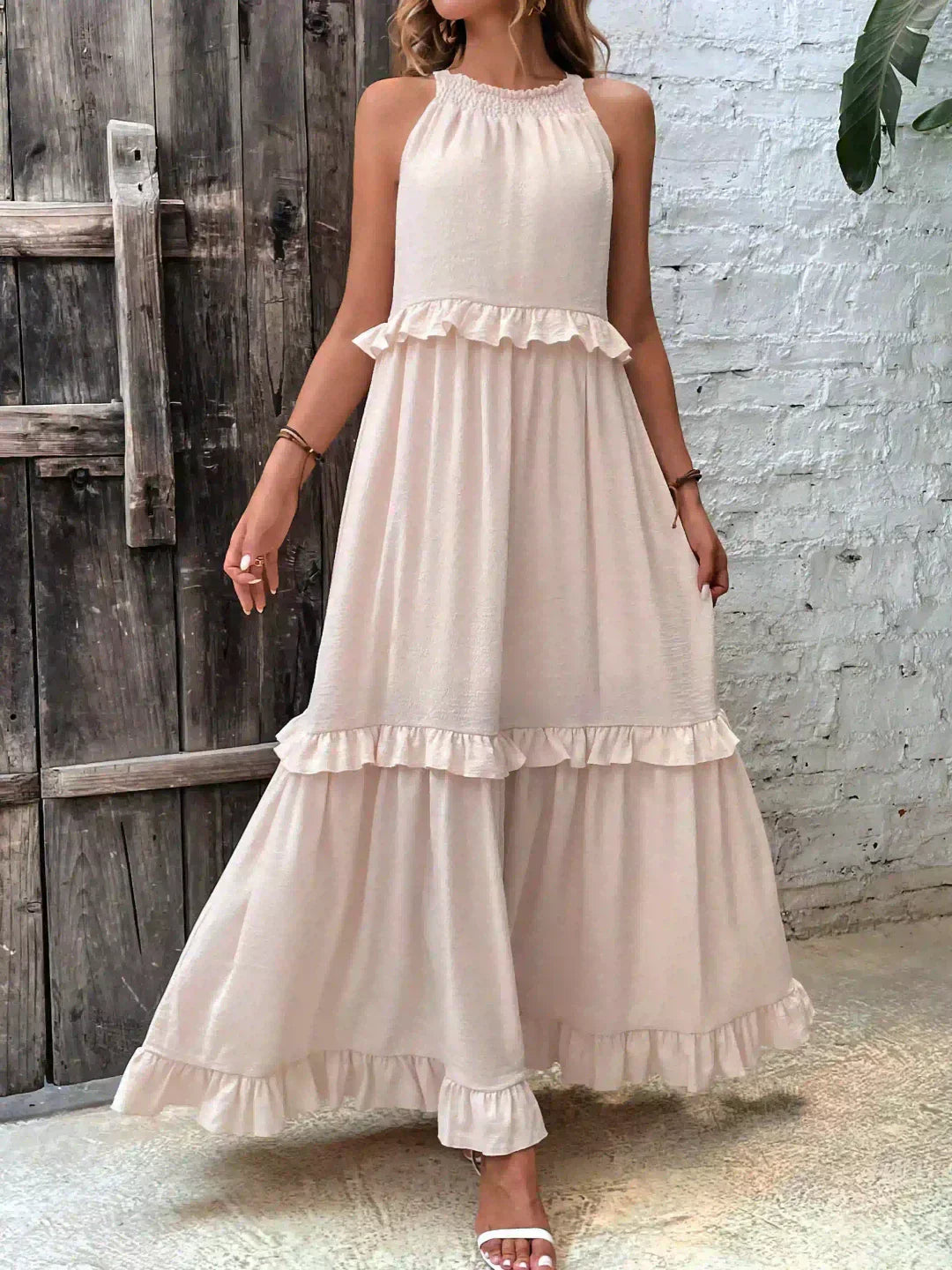 Sarah | Sukienka Maxi Volant Halter (Prawie wyprzedana)