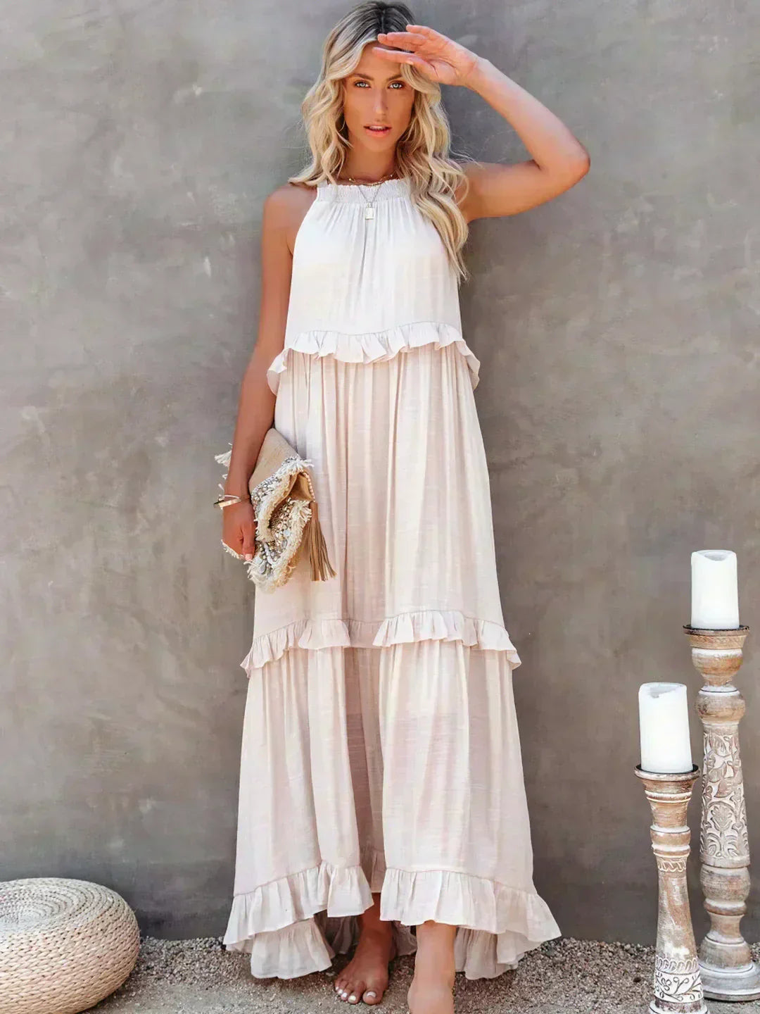 Sarah | Sukienka Maxi Volant Halter (Prawie wyprzedana)