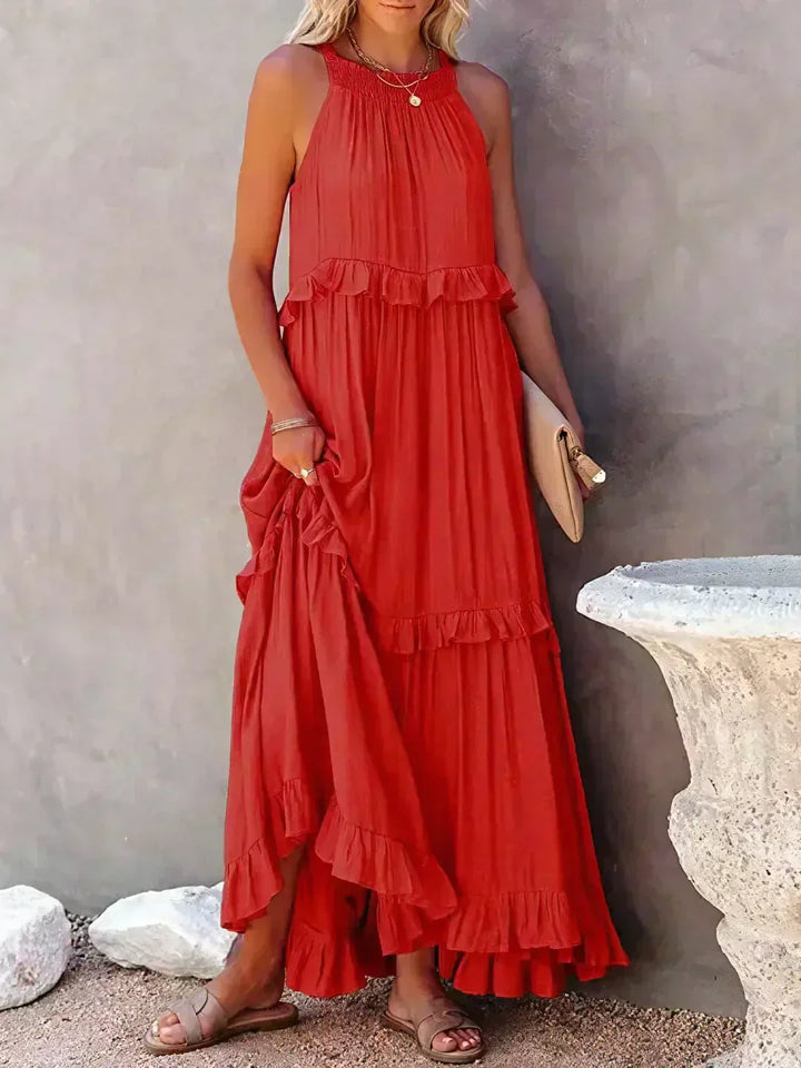 Sarah | Sukienka Maxi Volant Halter (Prawie wyprzedana)