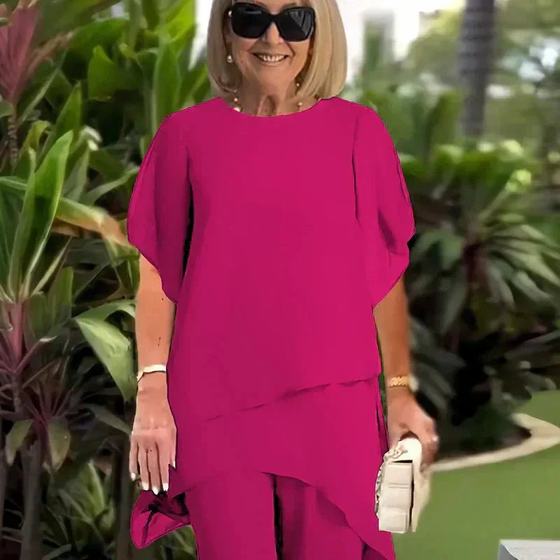 Beata – Elegancki asymetryczny top i spodnie