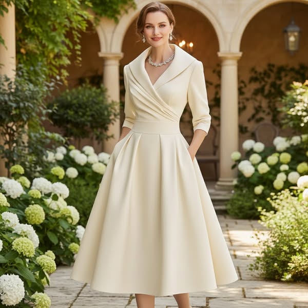 Rosalie | Elegancka midi sukienka z delikatnym połyskiem